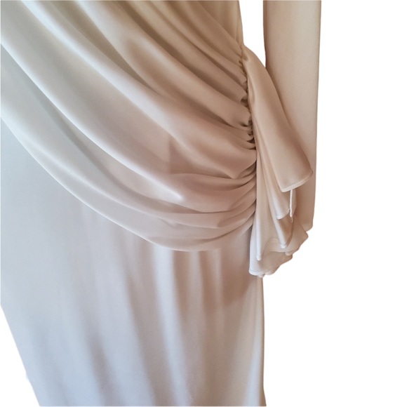 1970s Diamond's Run White &‎ Gold Metallic Lace Dre - Picture 3 of 6